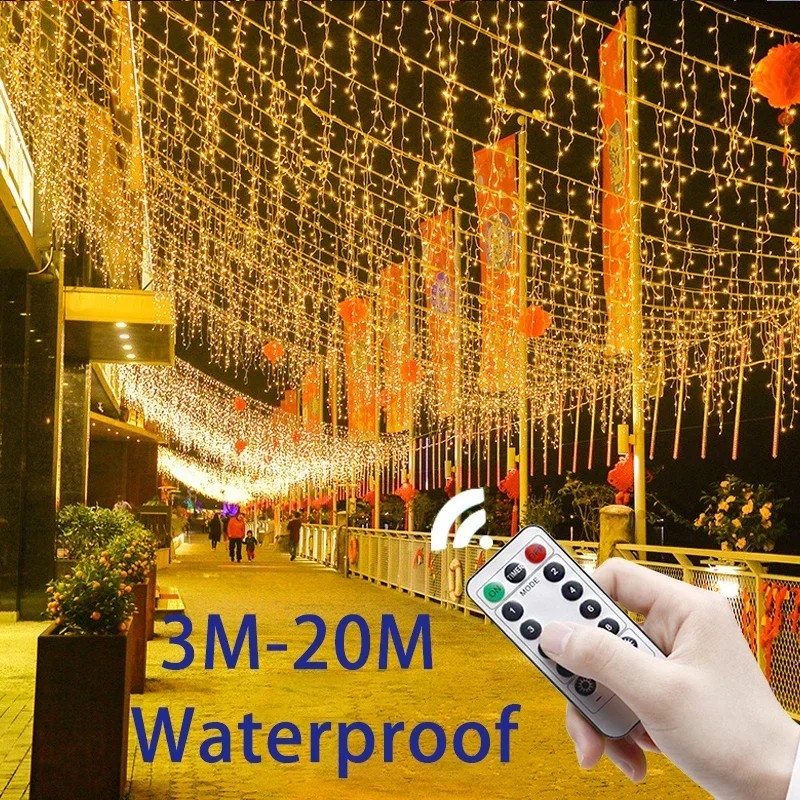 Christmas Icicle Lights Outdoor LED Street Garland Curtain Fairy String Light 3-20M for Wedding Patio Party New Year Decoration
Christmas Icicle Lights Outdoor LED Street Garland Curtain Fairy String Light 3-20M for Wedding Patio Party New Year Decoration