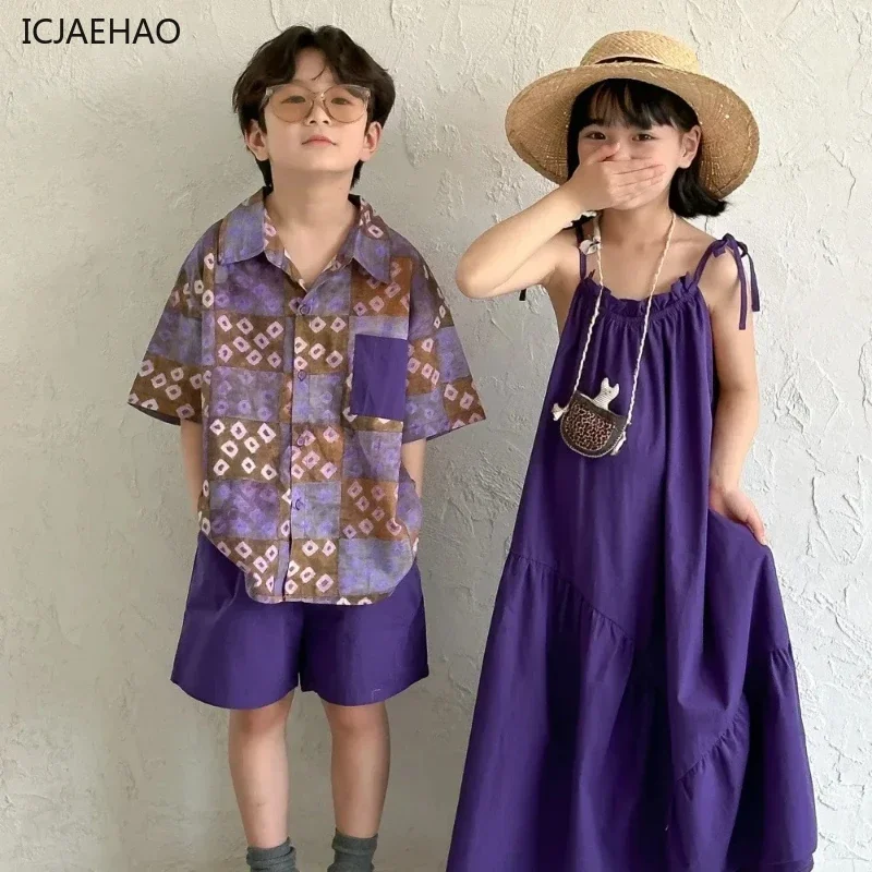 2205, одинаковая одежда для брата и сестры, корейская мода, однотонные клетчатые рубашки без рукавов, летние платья, детские шорты с короткими рукавами
2205, одинаковая одежда для брата и сестры, корейская мода, однотонные клетчатые рубашки без рукавов, летние платья, детские шорты с короткими рукавами