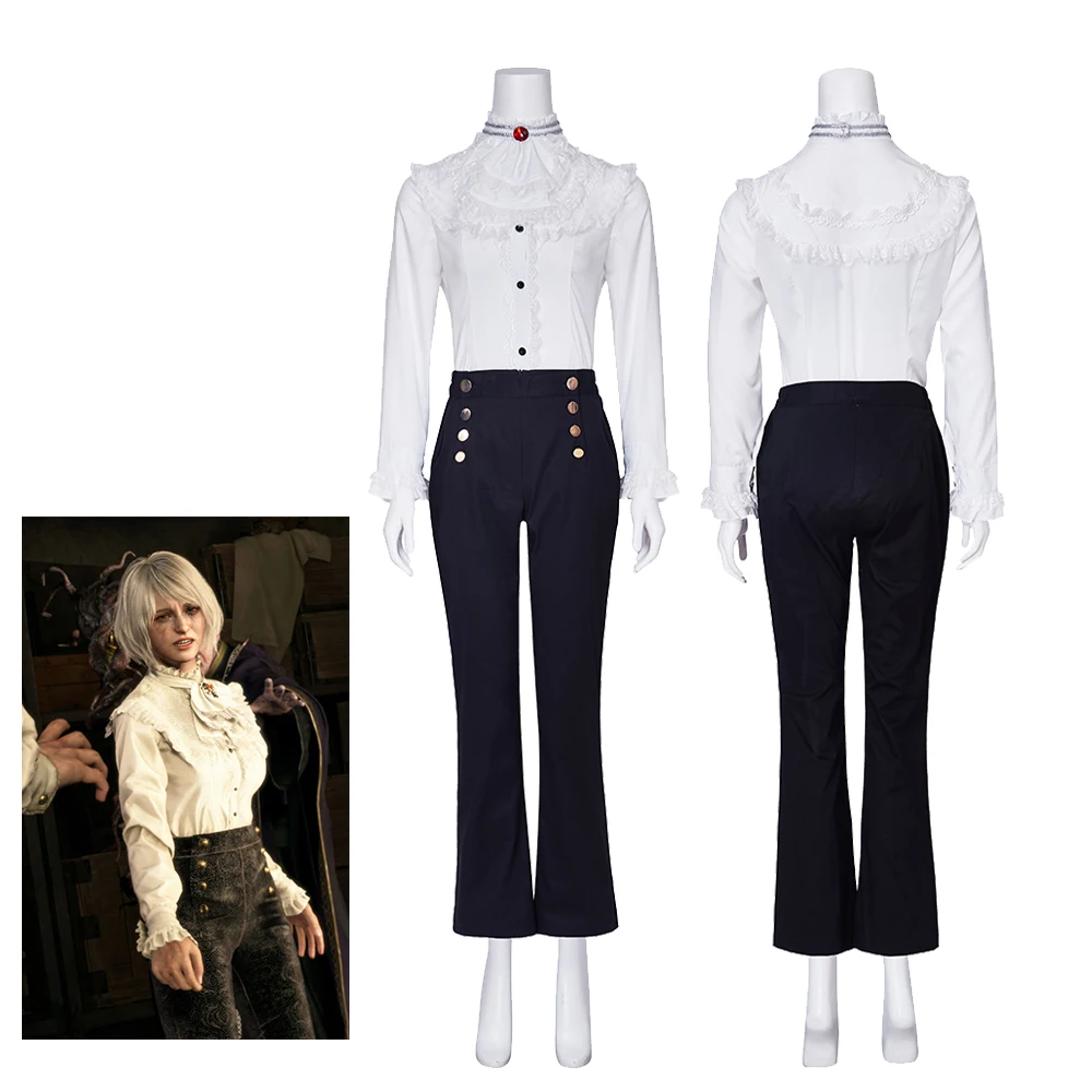 Game RE4 Remake Ashley Graham Evil Cosplay Costume White Shirt Pants Full Set Women Uniform Halloween Carnival Disguise Outfits
Game RE4 Remake Ashley Graham Evil Cosplay Costume White Shirt Pants Full Set Women Uniform Halloween Carnival Disguise Outfits