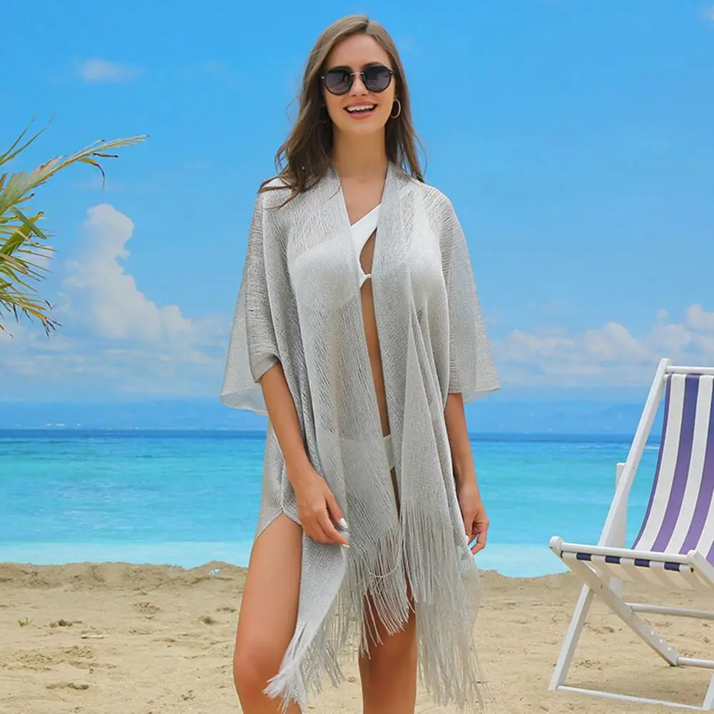 Women Cover Up Cardigan Metallic Mesh Women Beach Cover Up with Metallic Mesh Fringe Lightweight Breathable Swimsuit Cover
Women Cover Up Cardigan Metallic Mesh Women Beach Cover Up with Metallic Mesh Fringe Lightweight Breathable Swimsuit Cover