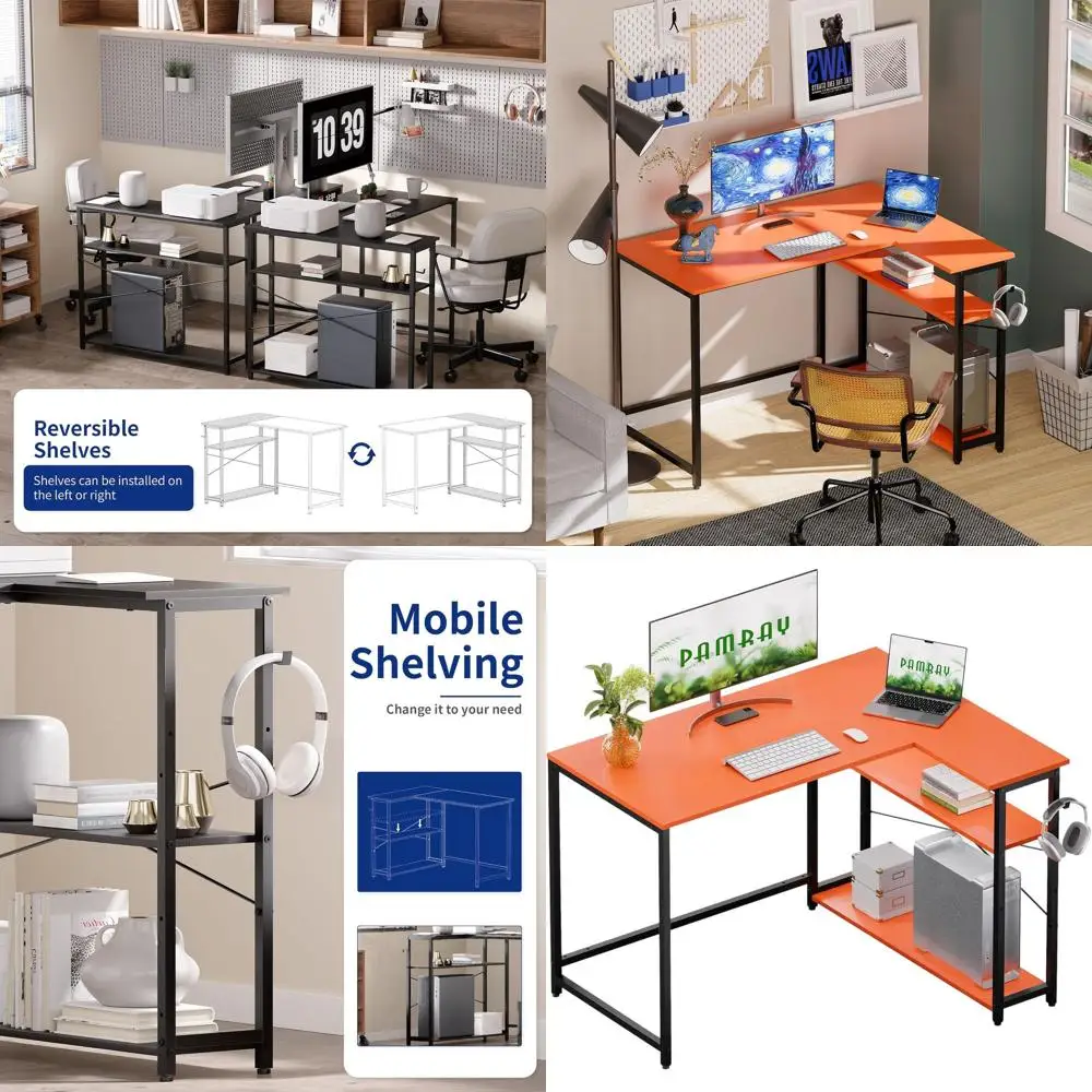 Письменный стол L-образной формы 43 с переставными полками для небольшого домашнего офиса, кабинета или спальни, оранжевый
Письменный стол L-образной формы 43 с переставными полками для небольшого домашнего офиса, кабинета или спальни, оранжевый