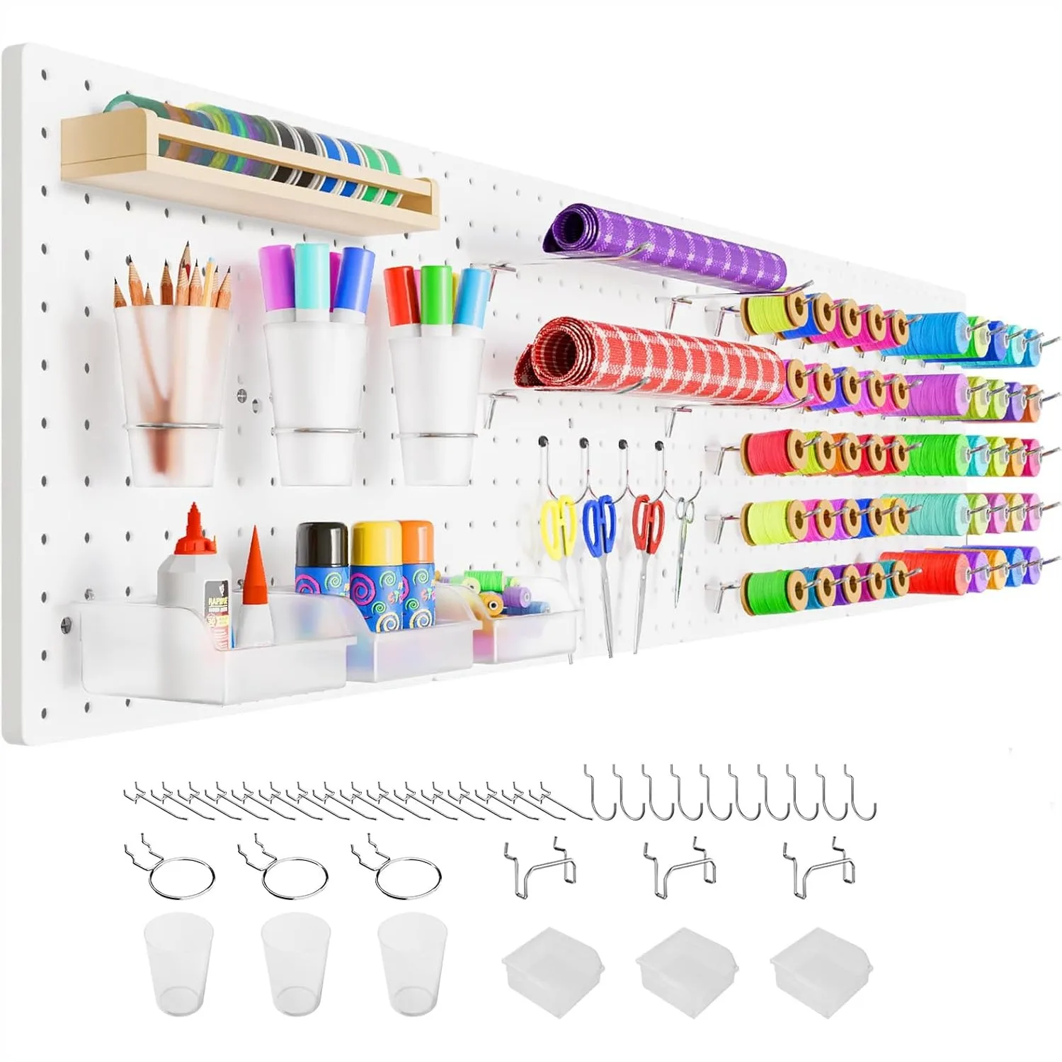 Plastic Pegboard Kit with 4 White Boards and Hooks, Wall Organizer for Garage, Office, and Craft Room Storage
Plastic Pegboard Kit with 4 White Boards and Hooks, Wall Organizer for Garage, Office, and Craft Room Storage