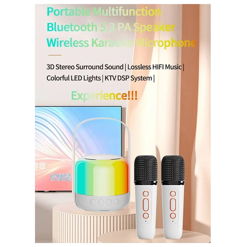 -RRKK RGB Colorful LED Light Bluetooth 5.3 PA Speaker Wireless Dual Microphones KTV DSP System 3D HIFI Stereo Surround Durable
-RRKK RGB Colorful LED Light Bluetooth 5.3 PA Speaker Wireless Dual Microphones KTV DSP System 3D HIFI Stereo Surround Durable