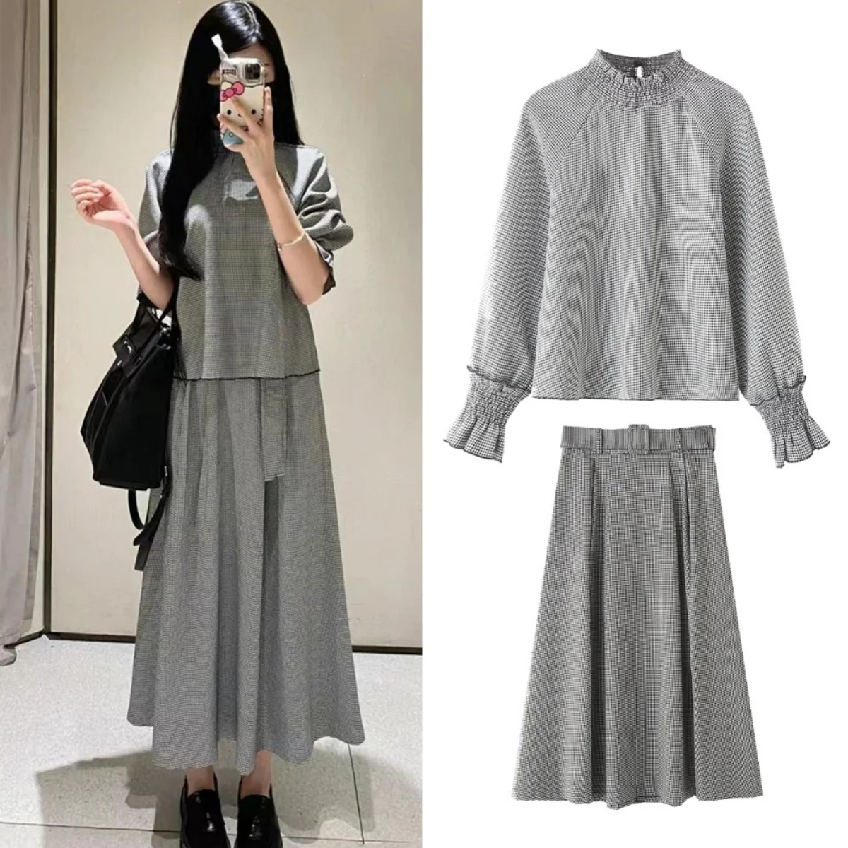 Spring and summer hot new women's European and American style flared sleeve birdcage shirt birdcage with belt half-body skirt
Spring and summer hot new women's European and American style flared sleeve birdcage shirt birdcage with belt half-body skirt