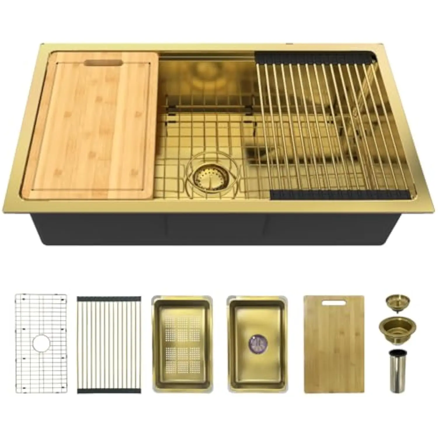 Gold Kitchen Sink Workstation, 32X 18 Stainless Steel Single Bowl Kitchen Sink Workstation Undermount or Top Mount Workstation
Gold Kitchen Sink Workstation, 32X 18 Stainless Steel Single Bowl Kitchen Sink Workstation Undermount or Top Mount Workstation