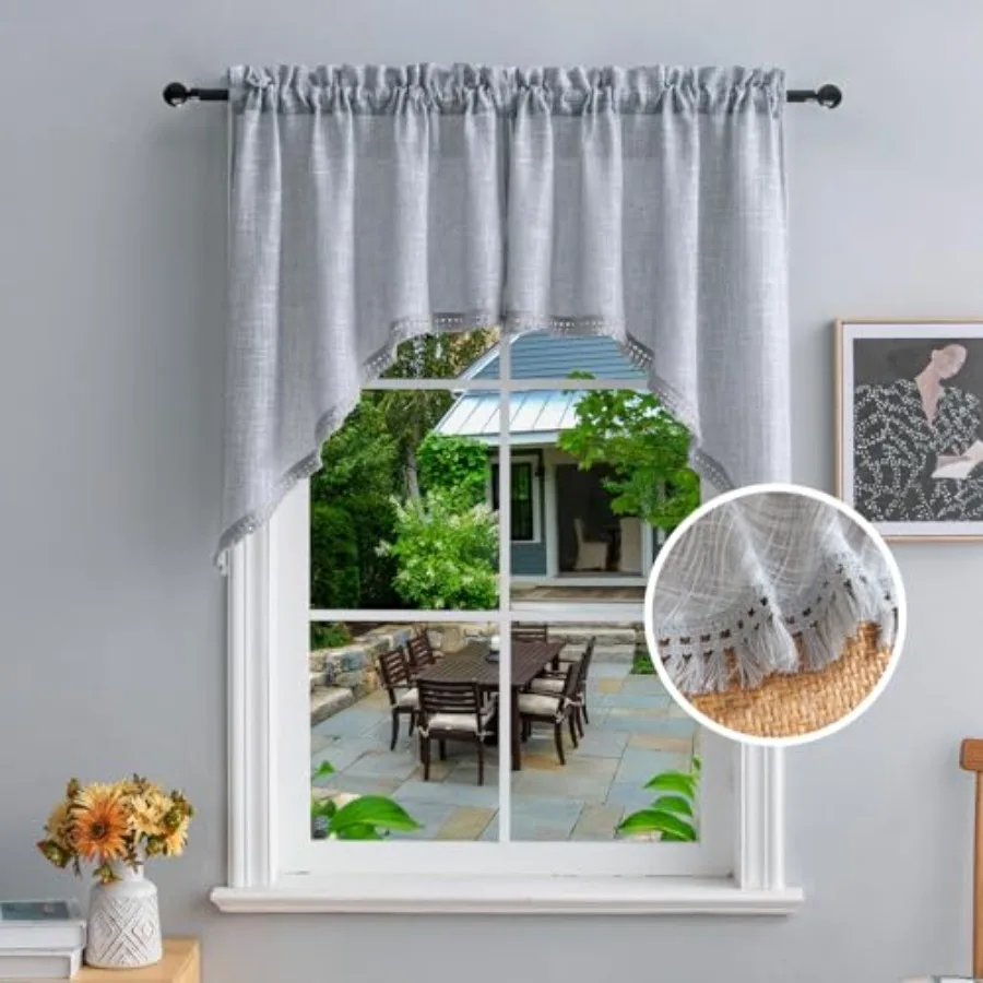Beda Home Tassel Linen Textured Swag Valances for Farmhouses' Kitchen; Light Filtering Rustic Short Swag Topper for Small Windo
Beda Home Tassel Linen Textured Swag Valances for Farmhouses' Kitchen; Light Filtering Rustic Short Swag Topper for Small Windo