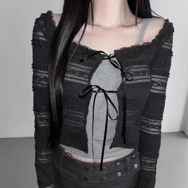 Slim Fit Lace Design Thin Short Cardigan Outerwear Top for Women Autumn New Style Sexy Girl Knot Design Polyester Fiber
Slim Fit Lace Design Thin Short Cardigan Outerwear Top for Women Autumn New Style Sexy Girl Knot Design Polyester Fiber