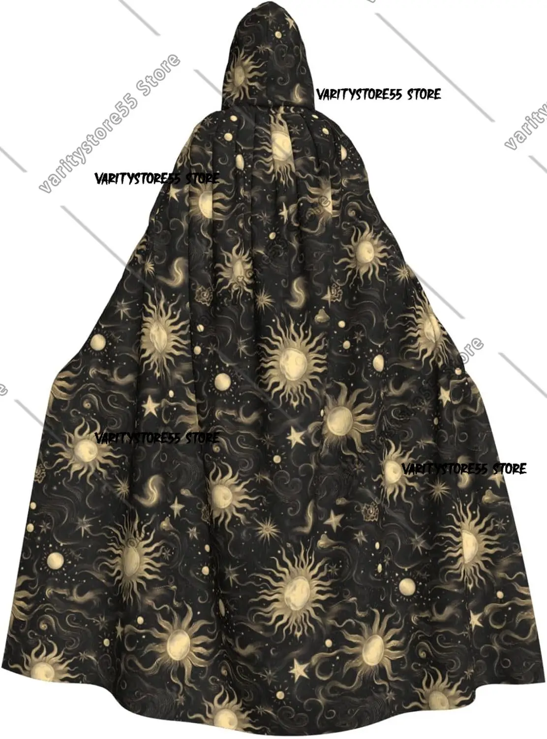 Cloak Hood Men Women Boho Golden Sun Star Print Witch Hooded Vampire Cape Halloween Costumes
Cloak Hood Men Women Boho Golden Sun Star Print Witch Hooded Vampire Cape Halloween Costumes