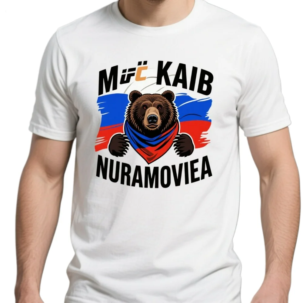 MMA Khabib Nurmagomedov Russian Flag Bear Bandana T Shirt. Short Sleeve 100% Cotton Casual T-shirts Loose Top Size S-3XL
MMA Khabib Nurmagomedov Russian Flag Bear Bandana T Shirt. Short Sleeve 100% Cotton Casual T-shirts Loose Top Size S-3XL