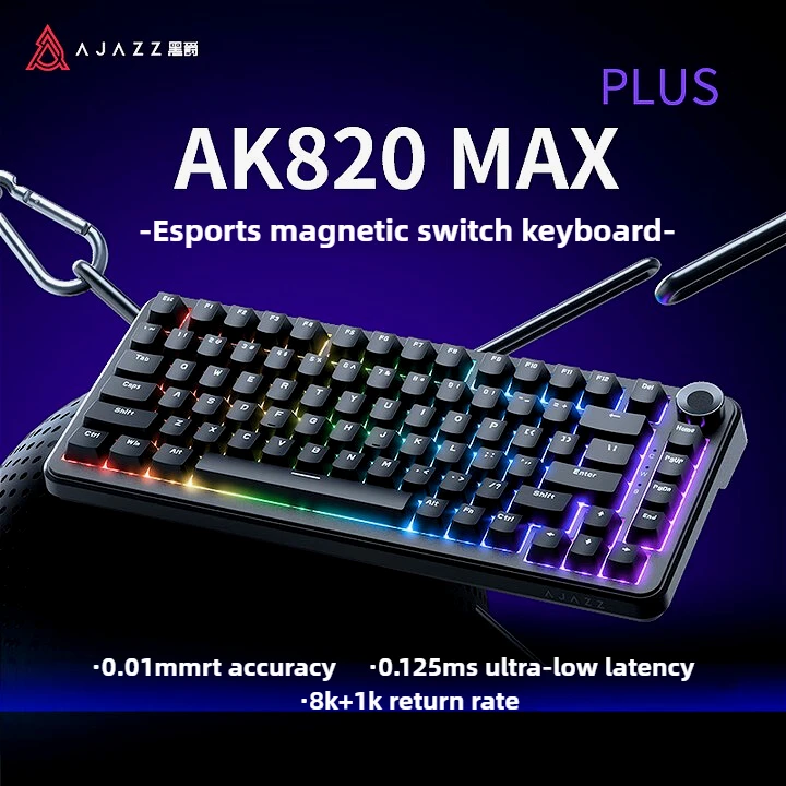 AJAZZ AK820 MAX PLUS Tri-Mode Magnetic Axis Keyboard Double 8K 0.125 Ultra-low Latency RT0.01 Full-key Hot-swappable RGB Light
AJAZZ AK820 MAX PLUS Tri-Mode Magnetic Axis Keyboard Double 8K 0.125 Ultra-low Latency RT0.01 Full-key Hot-swappable RGB Light