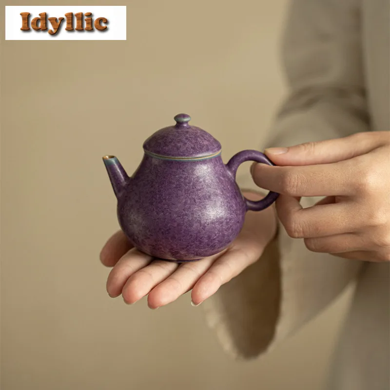 150ml Purple Crystal Glaze Teapot Elegant Tea Infuser Pot Household Tea Maker Kettle With Ball Hole Tea Items Decoration Craft
150ml Purple Crystal Glaze Teapot Elegant Tea Infuser Pot Household Tea Maker Kettle With Ball Hole Tea Items Decoration Craft