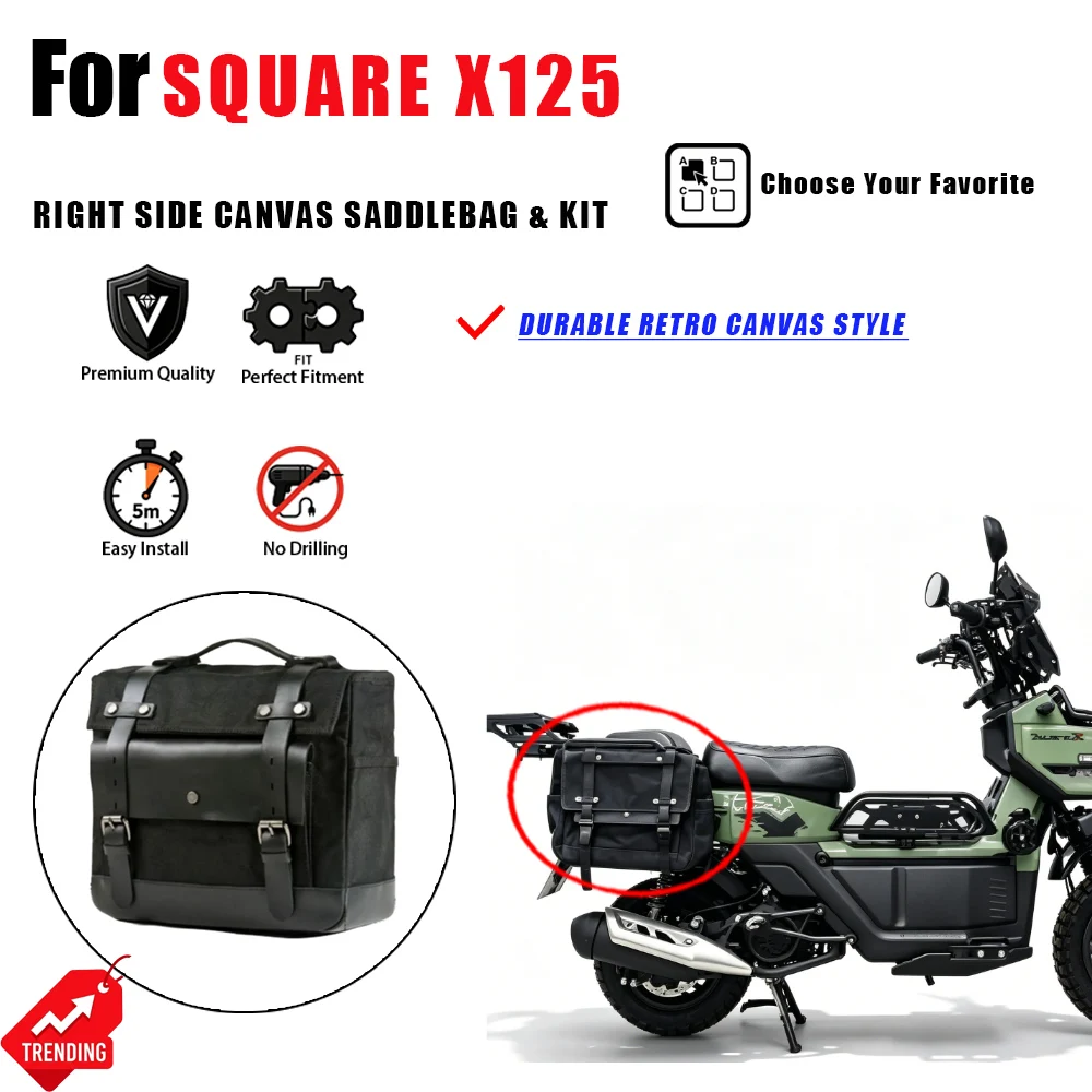 For Square X125 Motorcycle Canvas Side Saddle Bag Right Side Quick Mount Bracket Accesorios Moto Alforjas Soporte Lateral
For Square X125 Motorcycle Canvas Side Saddle Bag Right Side Quick Mount Bracket Accesorios Moto Alforjas Soporte Lateral