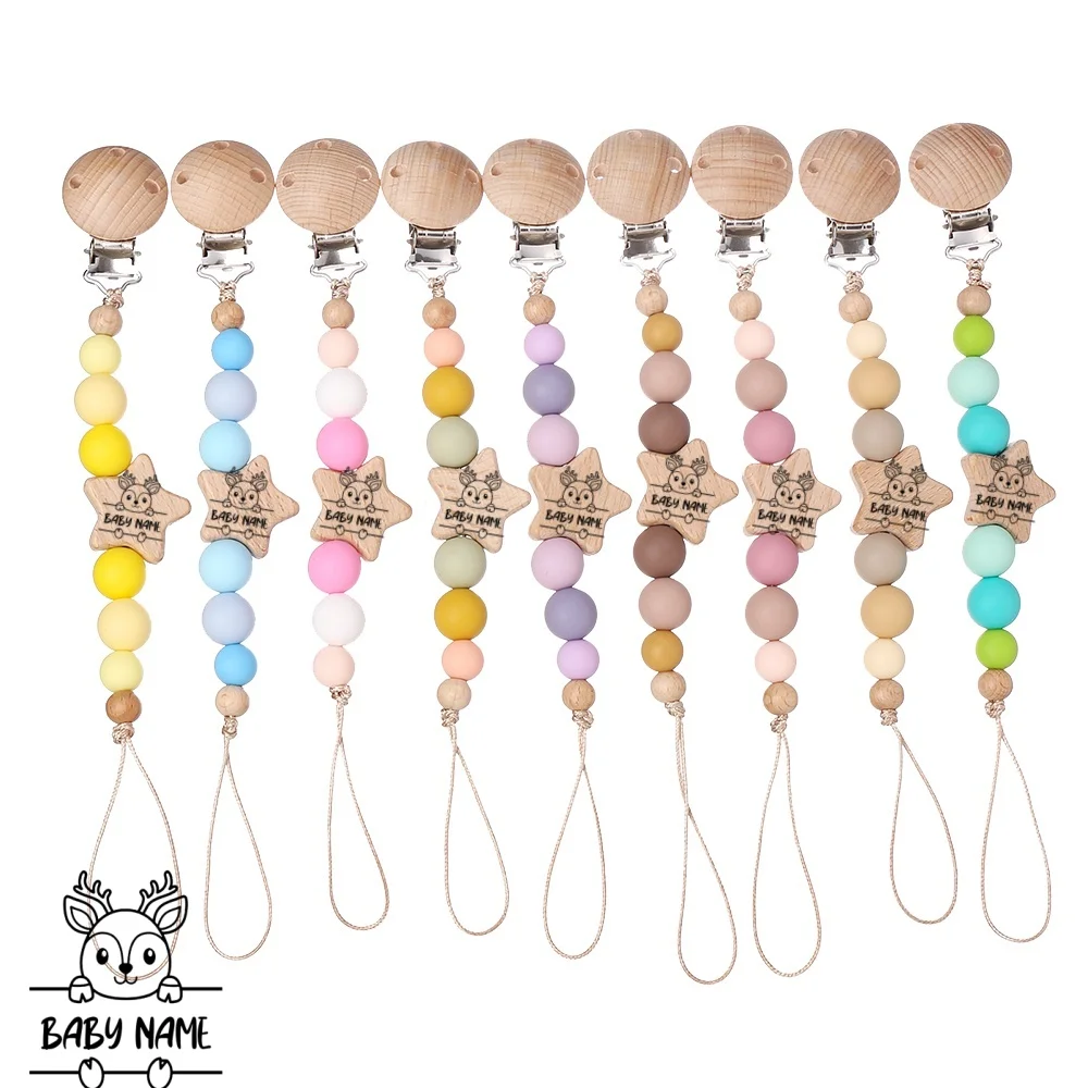 Custom Name Wooden Personalized Baby Pacifier Chain Silicone Bead Dummy Nipple Holder Guard Teether Pendant Newborn Gift Stuff
Custom Name Wooden Personalized Baby Pacifier Chain Silicone Bead Dummy Nipple Holder Guard Teether Pendant Newborn Gift Stuff