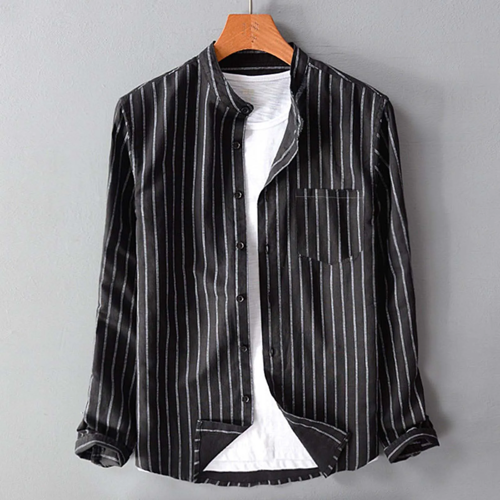 Korean Striped Shirt Mens Harajuku Oversize Stand Collar Long Sleeve Button Blouse Thin Comfortable T Shirts Male Athletic Tees
Korean Striped Shirt Mens Harajuku Oversize Stand Collar Long Sleeve Button Blouse Thin Comfortable T Shirts Male Athletic Tees