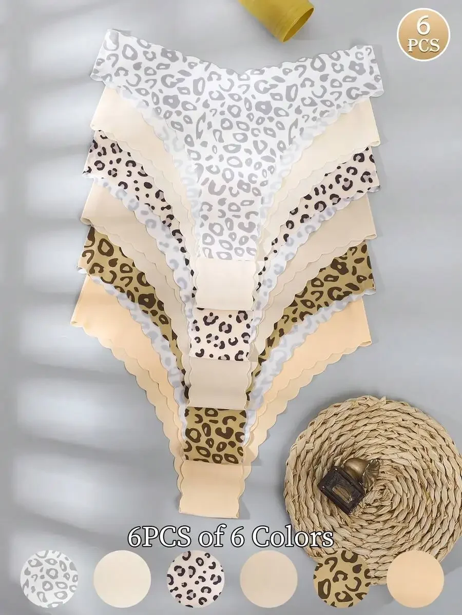 6pcs Women Seamless Leopard Print Panties With Wavy Waistband Comfortable Fabric
6pcs Women Seamless Leopard Print Panties With Wavy Waistband Comfortable Fabric