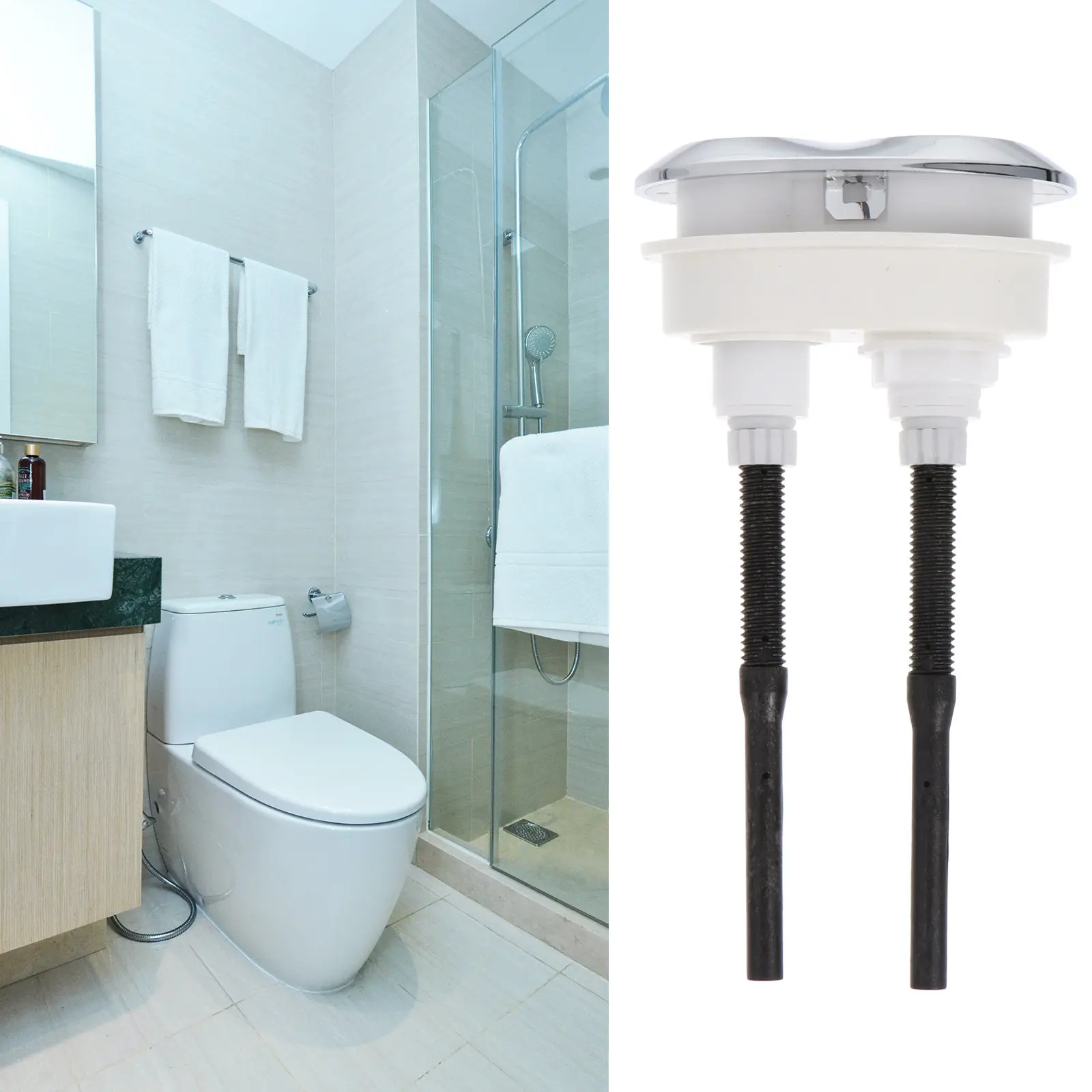 1Pcs Oval Toilet Water Tank Button Strong ABS Material Rustproof Electroplated Finish Simple Elegant Design for Home Office
1Pcs Oval Toilet Water Tank Button Strong ABS Material Rustproof Electroplated Finish Simple Elegant Design for Home Office