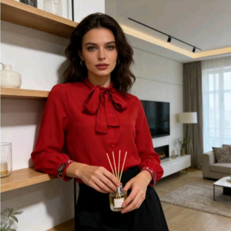 Bow Tie Neck Long Sleeve Red Blouse 2026 Elegant Women's Casual Shirt Office Lady Top Floral Embroidery Cuffs Clothing
Bow Tie Neck Long Sleeve Red Blouse 2026 Elegant Women's Casual Shirt Office Lady Top Floral Embroidery Cuffs Clothing