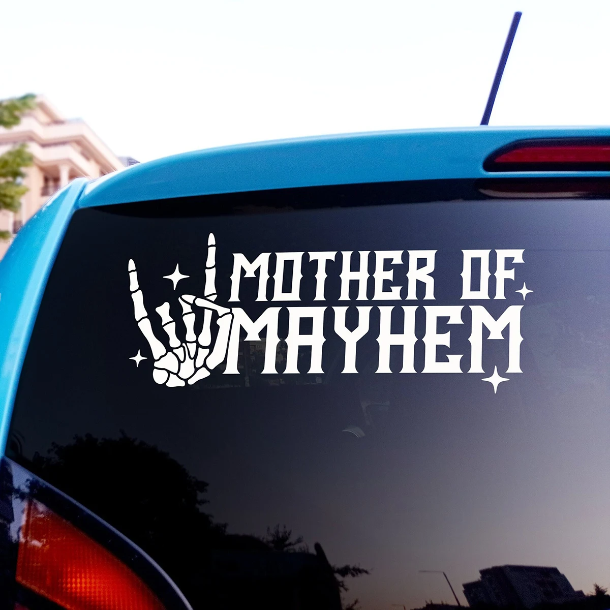 Mother Of Mayhem Vinyl Car Decals Sticker Skeleton Hands Rock N Roll Hand Sign Decoration Car Accessories 
Mother Of Mayhem Vinyl Car Decals Sticker Skeleton Hands Rock N Roll Hand Sign Decoration Car Accessories