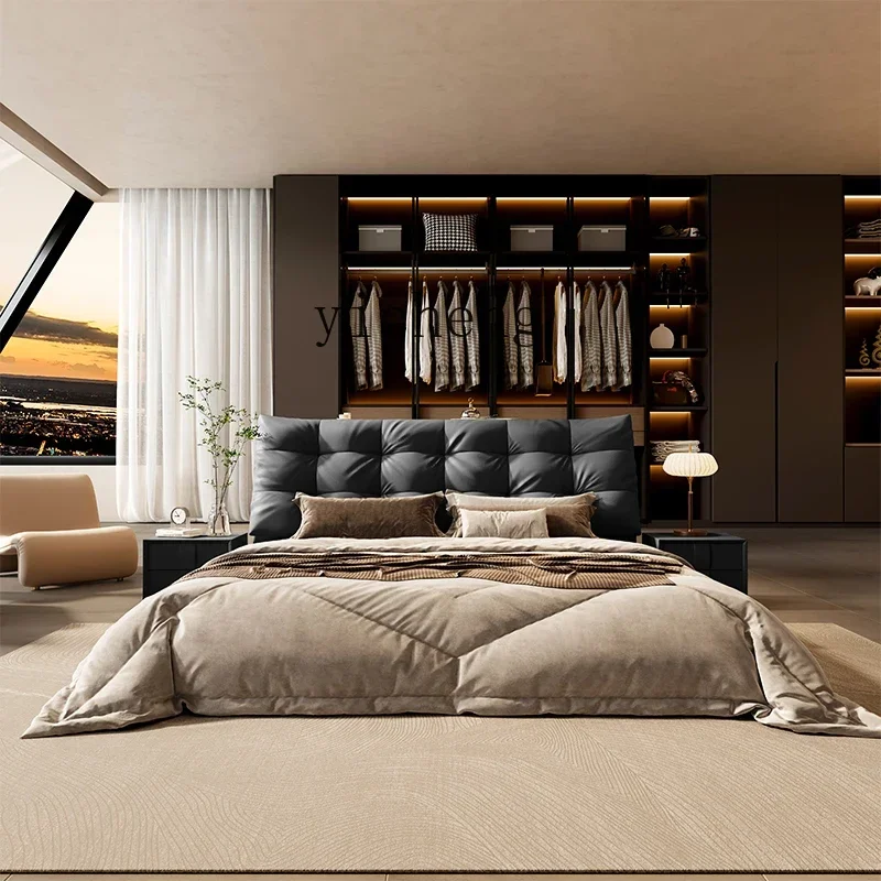 light luxury modern simple new bedroom big black bear double leather bed
light luxury modern simple new bedroom big black bear double leather bed
