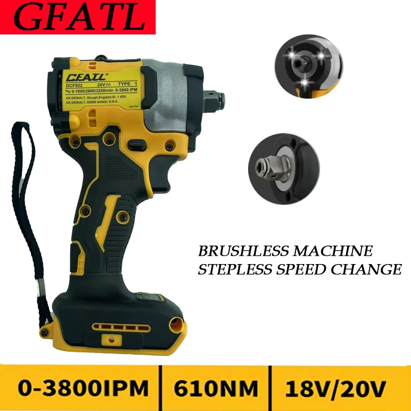 GFATL DCF922 Wireless Impact Wrench Rechargeable High Torque 205Nm(Reverse) 1/2" 2500 PRM Universal 20V Battery Power Tools
GFATL DCF922 Wireless Impact Wrench Rechargeable High Torque 205Nm(Reverse) 1/2" 2500 PRM Universal 20V Battery Power Tools