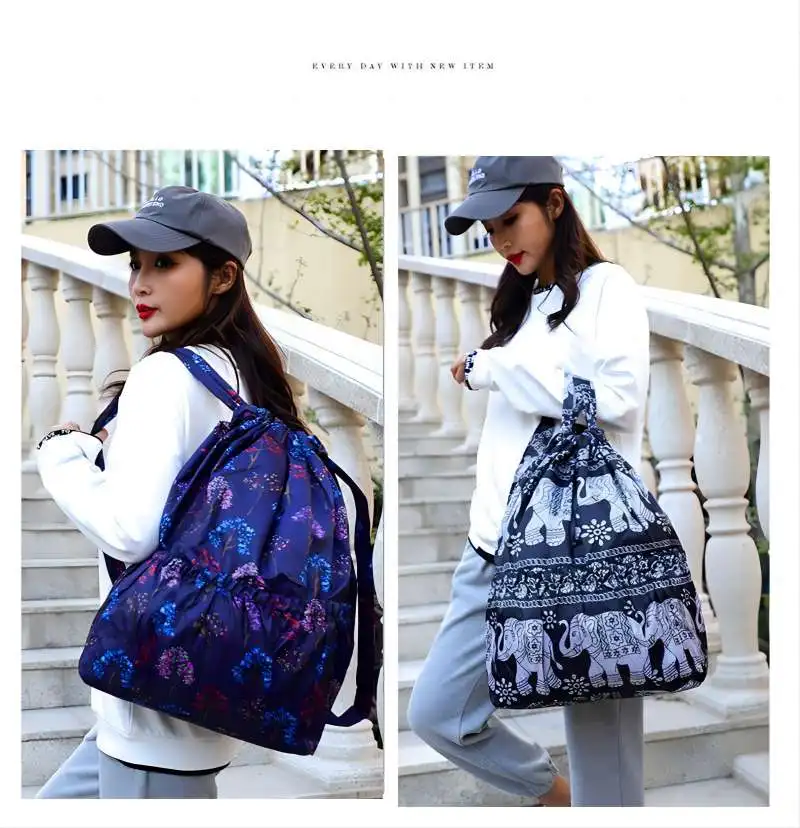Flower Cloth Drawstring Pocket Drawstring Large Capacity Backpack Women's Folding Portable Shopping Bag Outdoor Travel Backpack
Flower Cloth Drawstring Pocket Drawstring Large Capacity Backpack Women's Folding Portable Shopping Bag Outdoor Travel Backpack