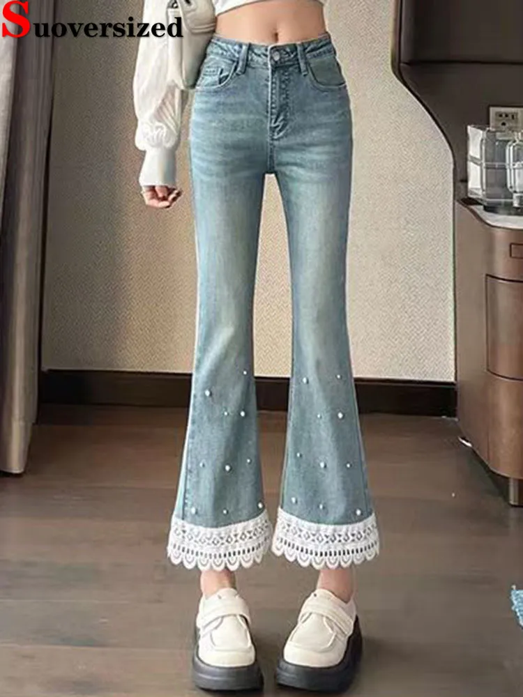 Beading Design Skinny Flare Jeans Women High Waist Stretch Vintage Wide Leg Denim Pants Spring Fall Lace Ankle Length Vaqueros
Beading Design Skinny Flare Jeans Women High Waist Stretch Vintage Wide Leg Denim Pants Spring Fall Lace Ankle Length Vaqueros