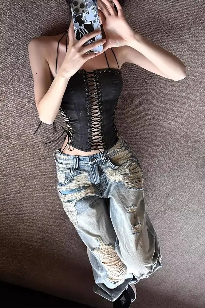 High Street Ripped Baggy Jeans Y2K Fashion New Retro Street Clothing Blue Wash Straight Trousers Harajuku Casual Wide Leg Jeans
High Street Ripped Baggy Jeans Y2K Fashion New Retro Street Clothing Blue Wash Straight Trousers Harajuku Casual Wide Leg Jeans