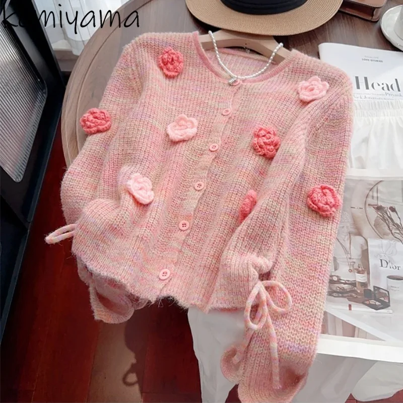 3d Flower Cardigan Round Neck Long Sleeve Outerwears Lace-up Bow Sweater Sweet Single Breasted Women Clothing New Cardigans
3d Flower Cardigan Round Neck Long Sleeve Outerwears Lace-up Bow Sweater Sweet Single Breasted Women Clothing New Cardigans