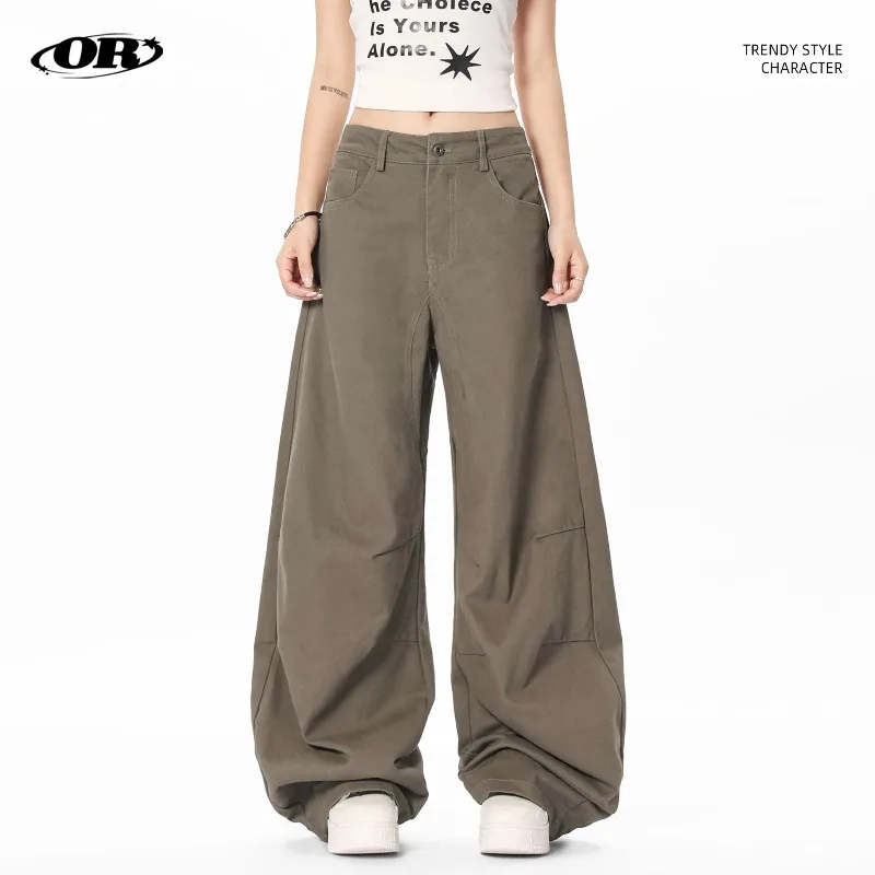OR FL Wash With Water Outline Baggy Street Trend Curved Knife 100 Cotton Women Cargo Trousers American Retro Slacks Banana pants
OR FL Wash With Water Outline Baggy Street Trend Curved Knife 100 Cotton Women Cargo Trousers American Retro Slacks Banana pants