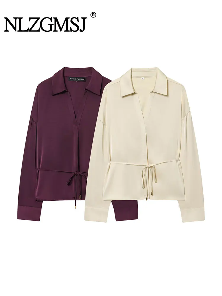 NLZGMSJ Casual Chic Women Blouse Solid V Neck Lace-up Bow Belt Blouse Fashion 2025 Spring Autumn Long Sleeve Shirt
NLZGMSJ Casual Chic Women Blouse Solid V Neck Lace-up Bow Belt Blouse Fashion 2025 Spring Autumn Long Sleeve Shirt