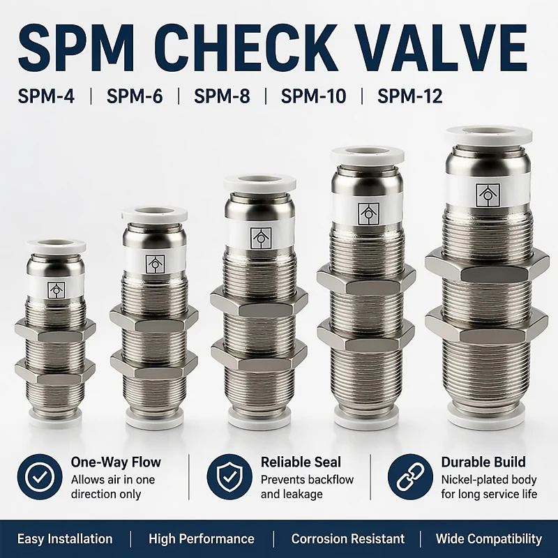 1PCS Pneumatic One-way Through Panel Non Return Check Valve SPM 4mm 6mm 8mm 10mm 12mm Push In Quick Connect Air Hose Fitting
1PCS Pneumatic One-way Through Panel Non Return Check Valve SPM 4mm 6mm 8mm 10mm 12mm Push In Quick Connect Air Hose Fitting