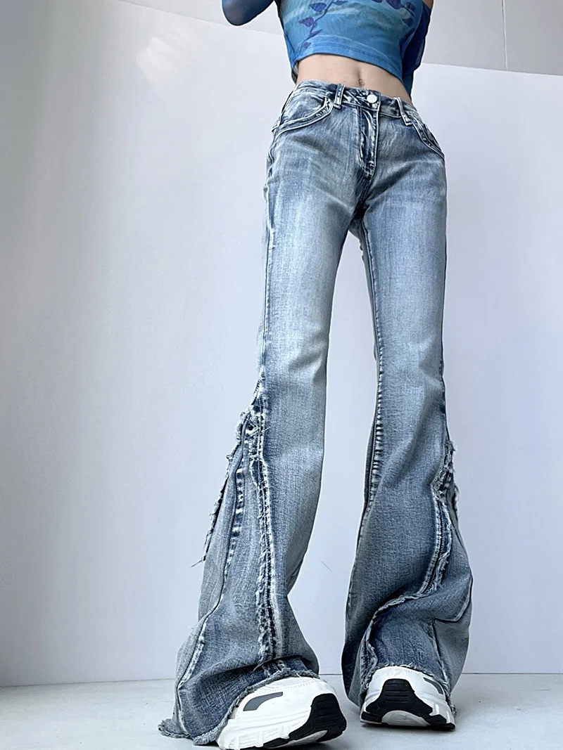 Spicy Girl Low Waist Heavy Work Washed Mustard Micro Flared Jeans Women's High Street Retro Slimming Frayed Bell Bottoms
Spicy Girl Low Waist Heavy Work Washed Mustard Micro Flared Jeans Women's High Street Retro Slimming Frayed Bell Bottoms