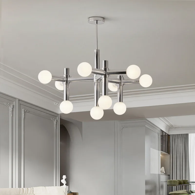 Bauhaus Luxury Pendant Light Designer Chrome Metal Tubular Antique Chandelier Kitchen Restaurant Personality Glass Ball LED Lamp
Bauhaus Luxury Pendant Light Designer Chrome Metal Tubular Antique Chandelier Kitchen Restaurant Personality Glass Ball LED Lamp