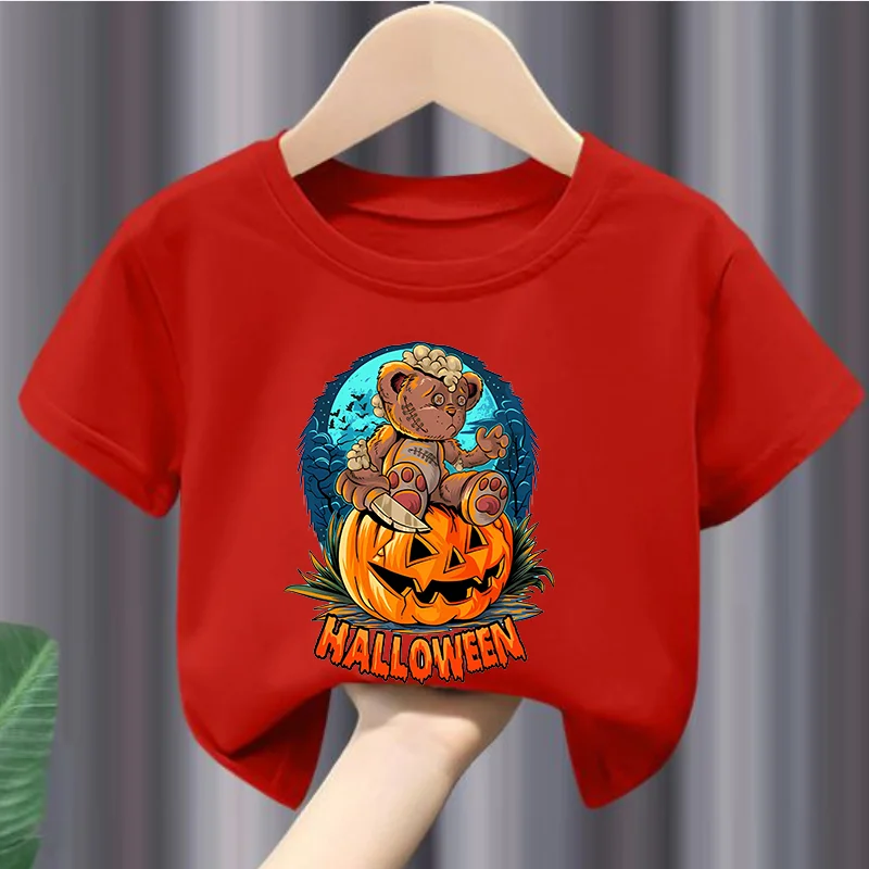 European and American Boys Short-sleeved T-shirt Halloween Pumpkin Bear Head Print Casual Round Neck Summer Children's Wear
European and American Boys Short-sleeved T-shirt Halloween Pumpkin Bear Head Print Casual Round Neck Summer Children's Wear