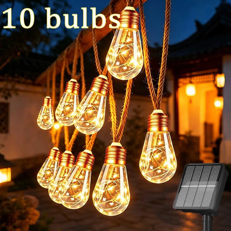Solar-powered Outdoor String Lights10-bulb Fairy String Lights with 8 Lighting Modes for Patio Fences Courtyards Gardens
Solar-powered Outdoor String Lights10-bulb Fairy String Lights with 8 Lighting Modes for Patio Fences Courtyards Gardens