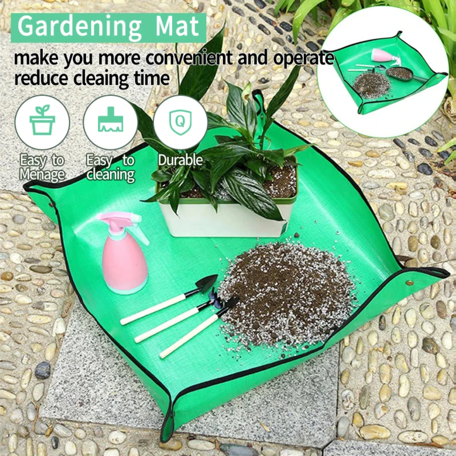 Planting Mat PE Square Gardening Mat Waterproof Plant Potting Mat Foldable Garden Repotting Pad Anti-dirty Transplanting Tarp
Planting Mat PE Square Gardening Mat Waterproof Plant Potting Mat Foldable Garden Repotting Pad Anti-dirty Transplanting Tarp