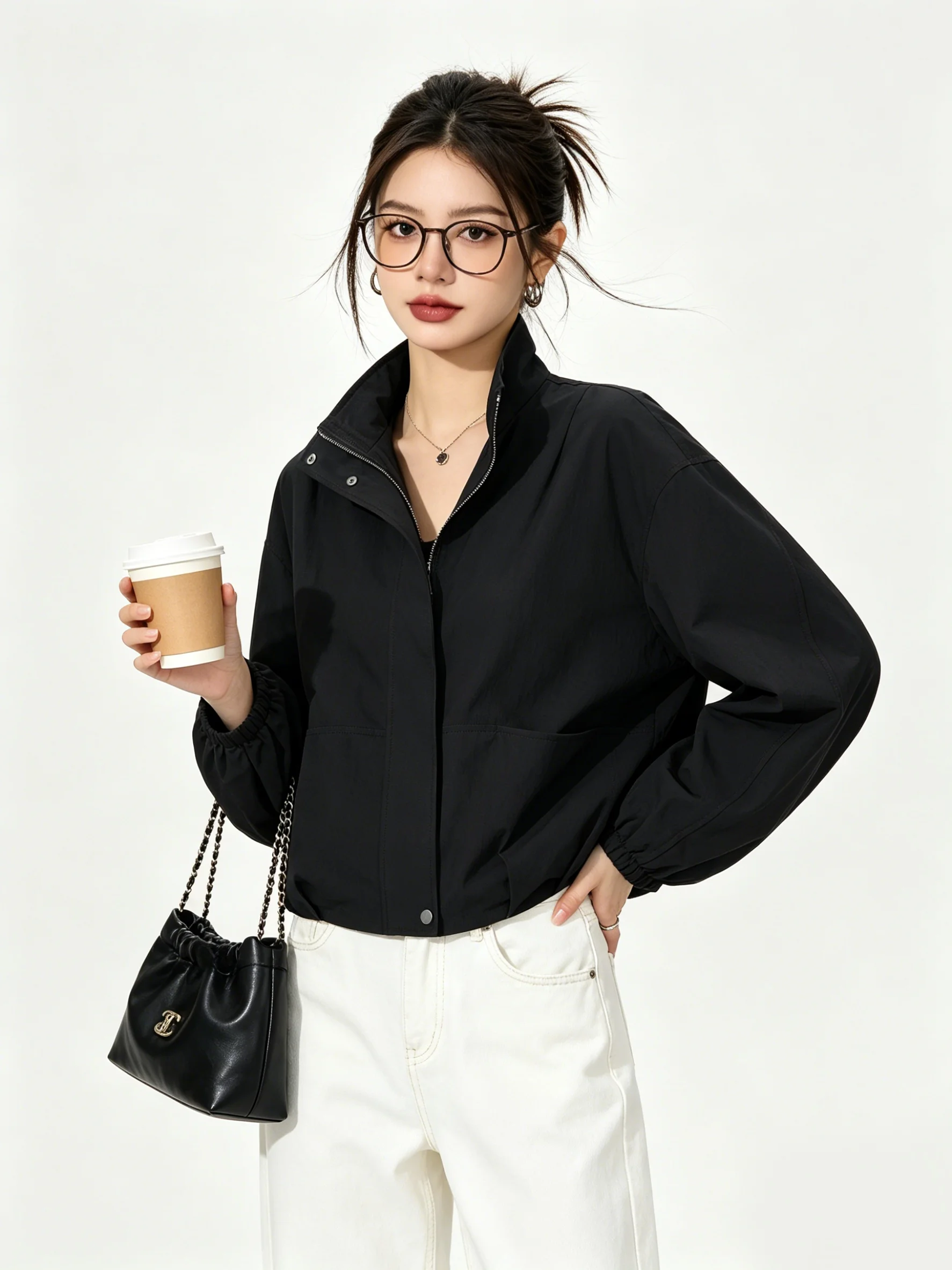 Slimming Effect American Style Pure Color Stand Collar Casual Short Jacket Korean Version Loose Fit Versatile Leisure Coat
Slimming Effect American Style Pure Color Stand Collar Casual Short Jacket Korean Version Loose Fit Versatile Leisure Coat