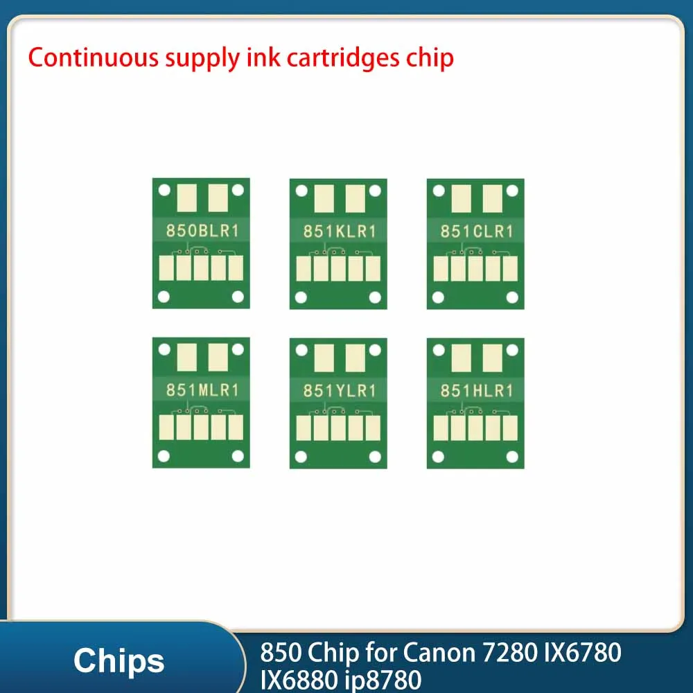 6PC/SET BK CMYK 850 resettable chip suitable for Canon 7280 IX6780 IX6880 ip8780 continuous ink cartridge filling
6PC/SET BK CMYK 850 resettable chip suitable for Canon 7280 IX6780 IX6880 ip8780 continuous ink cartridge filling