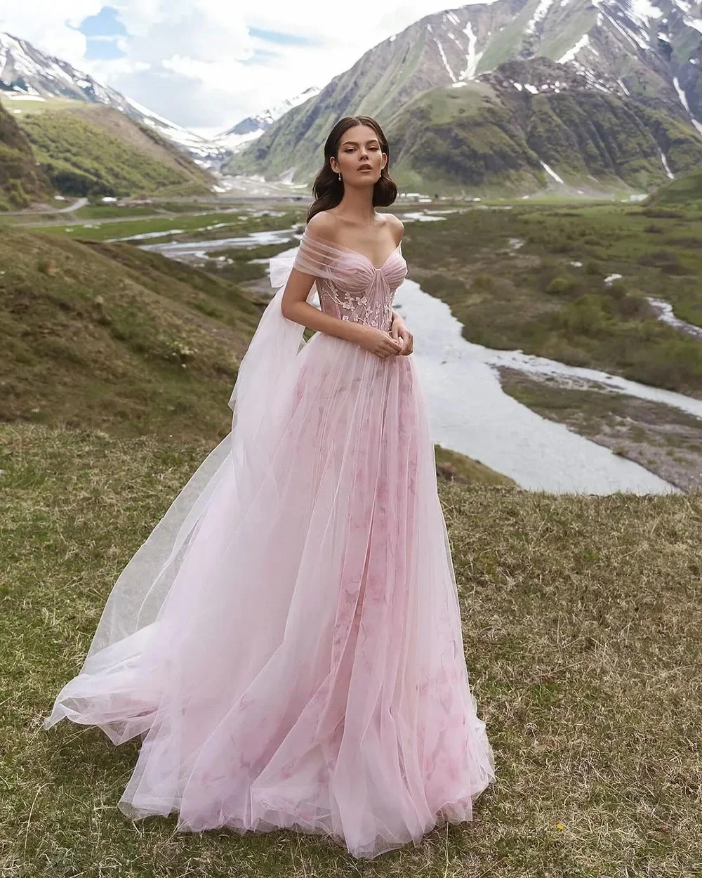 Customized Pink Tulle Wedding Dresses Women Off The Shoulder Lace 3D Flowers Wedding Gown Bride Dress Vestidos De Novia
Customized Pink Tulle Wedding Dresses Women Off The Shoulder Lace 3D Flowers Wedding Gown Bride Dress Vestidos De Novia