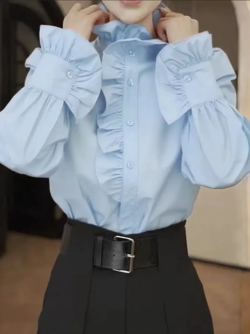 Ele Wood ain Ruffle f High Collar Loose Women's irt Slimming Effect Early Spring New Sle Faionable Casual irt
Ele Wood ain Ruffle f High Collar Loose Women's irt Slimming Effect Early Spring New Sle Faionable Casual irt