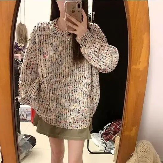 Skittles Sweater Women Autumn Loose American Lazy Pullover Round Neck Sweater Korean Fashion Rally Women Clothing
Skittles Sweater Women Autumn Loose American Lazy Pullover Round Neck Sweater Korean Fashion Rally Women Clothing