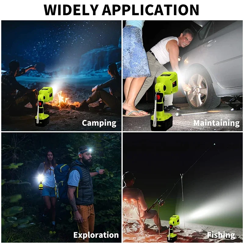 Cordless Lamp LED Flashlight Spotlight for Ryobi 18V Lithium Battery 18W 1250LM LED Work Light Emergency Lighting For P108 P104
Cordless Lamp LED Flashlight Spotlight for Ryobi 18V Lithium Battery 18W 1250LM LED Work Light Emergency Lighting For P108 P104