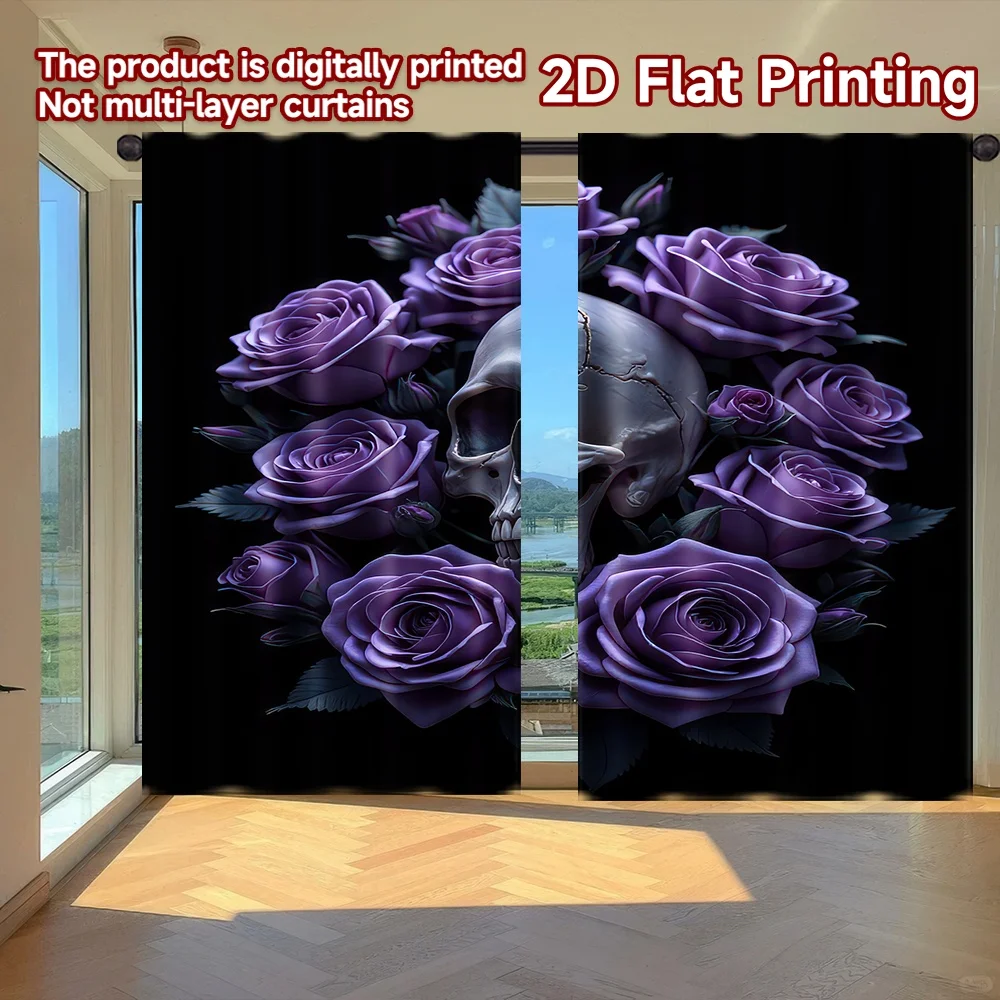 2D flat printing 2pcs Scene Curtains Halloween Purple Roses Skull Digital Printed Polyester Drapes Festive Holiday Use for
2D flat printing 2pcs Scene Curtains Halloween Purple Roses Skull Digital Printed Polyester Drapes Festive Holiday Use for