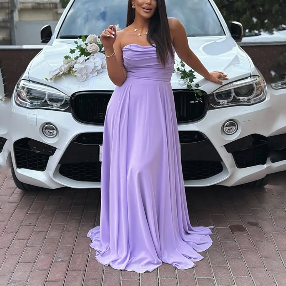 Lilac Formal Prom Dresses A Line Strapless Floor Length Wedding Guest Gowns for Women Elegant Bridesmaid Dress Customized
Lilac Formal Prom Dresses A Line Strapless Floor Length Wedding Guest Gowns for Women Elegant Bridesmaid Dress Customized
