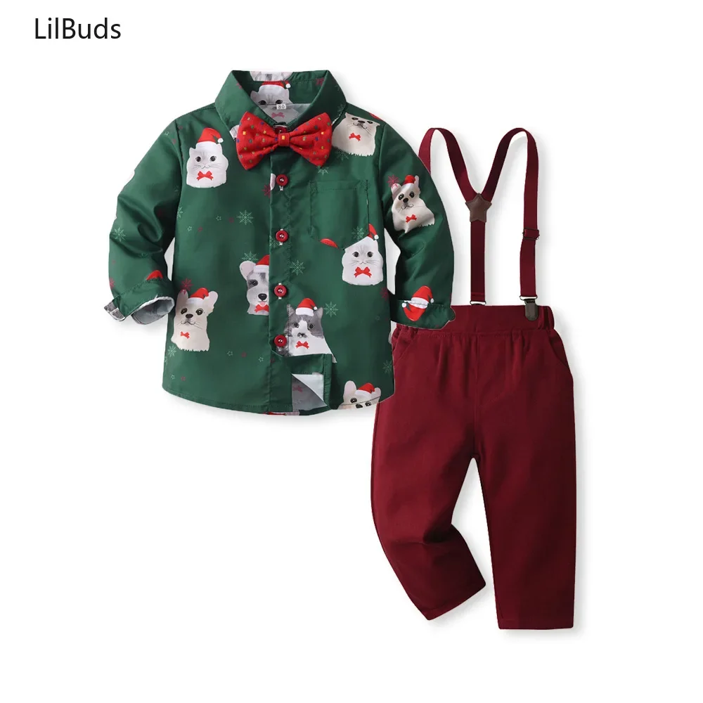 Newborn Baby Clothes Christmas Animal Print Long Sleeve Lapel Gentleman's Cotton Shirt Overalls Two-Piece Children's Boys Sets
Newborn Baby Clothes Christmas Animal Print Long Sleeve Lapel Gentleman's Cotton Shirt Overalls Two-Piece Children's Boys Sets