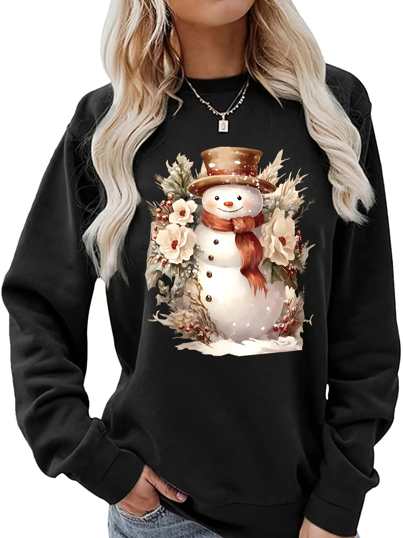 Snowman printed pullover hoodie, casual long-sleeved round-neck autumn and winter hoodie, women's wear
Snowman printed pullover hoodie, casual long-sleeved round-neck autumn and winter hoodie, women's wear