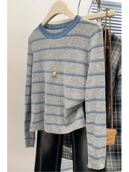 Корейский вязаный свитер в полоску с длинным светом, женский осенне-зимний облегающий базовый слой, круглый топ Ne Top
Корейский вязаный свитер в полоску с длинным светом, женский осенне-зимний облегающий базовый слой, круглый топ Ne Top