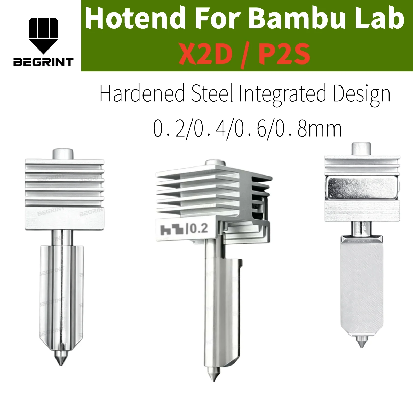 High Hardness Wear-resistant Integrated Hotend Assembly, Optional 0.2-0.8mm Nozzle Replacement Parts for Bambu Lab X2D P2S
High Hardness Wear-resistant Integrated Hotend Assembly, Optional 0.2-0.8mm Nozzle Replacement Parts for Bambu Lab X2D P2S