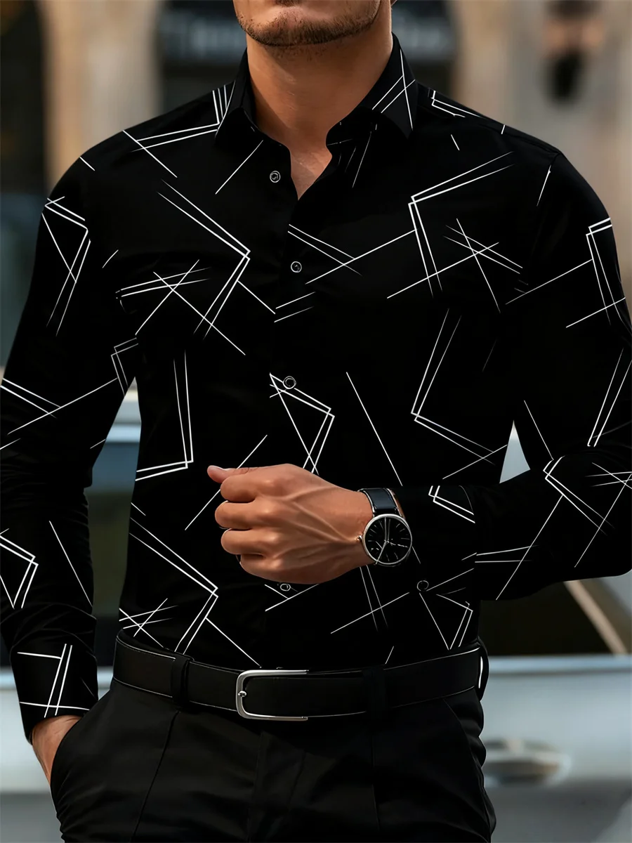 Men's trendy geometric line print long-sleeved shirt Business casual fashion design slim fit non-iron versatile ins style shirt
Men's trendy geometric line print long-sleeved shirt Business casual fashion design slim fit non-iron versatile ins style shirt