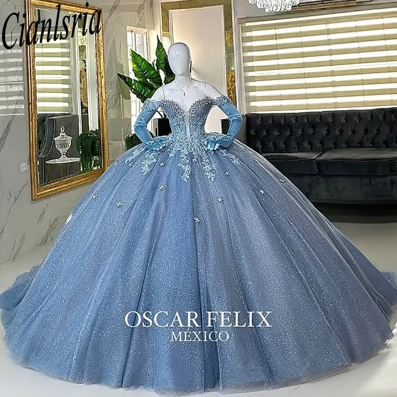 Дымчато-голубое платье Quinceanera с бисером и кристаллами, бальное платье с открытыми плечами и аппликациями, кружево Sweet 15 Años, мексиканское индивидуальное платье
Дымчато-голубое платье Quinceanera с бисером и кристаллами, бальное платье с открытыми плечами и аппликациями, кружево Sweet 15 Años, мексиканское индивидуальное платье